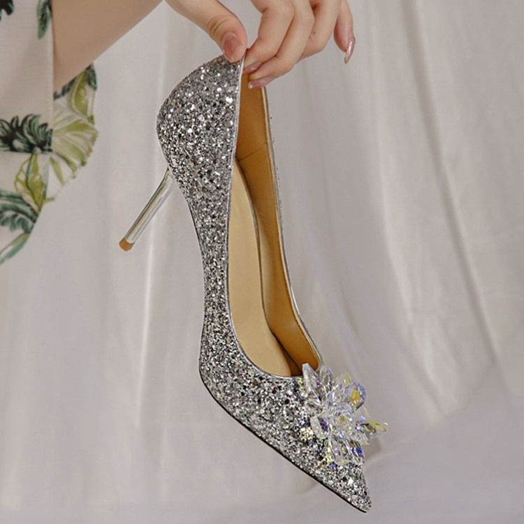 Paljett Stiletthæl Slip-On Western Tynne Sko