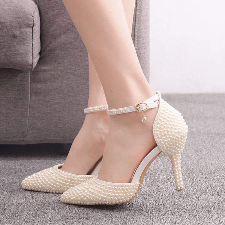 Slip-On Beads Stiletthæl 9.5 Cm Tynne Sko For Kvinner