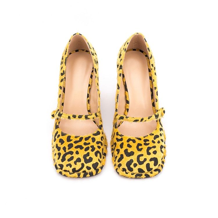 Square Toe Borrelås Chunky Heel Uformelle Tynne Sko