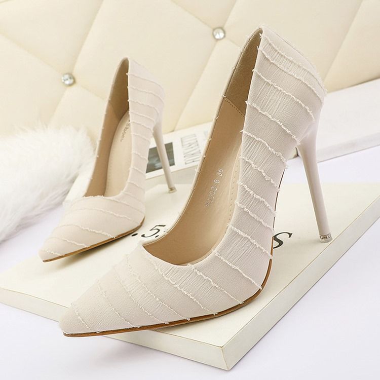 Stiletthæl Slip-On Spiss Tå Bankett Kvinners Tynne Sko