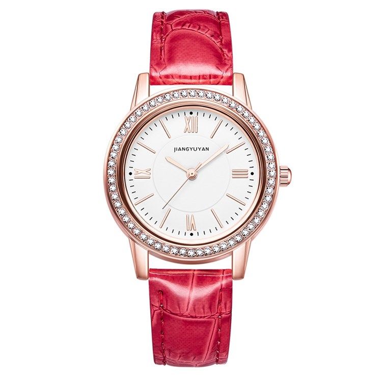 Lær Rhinestone Watch
