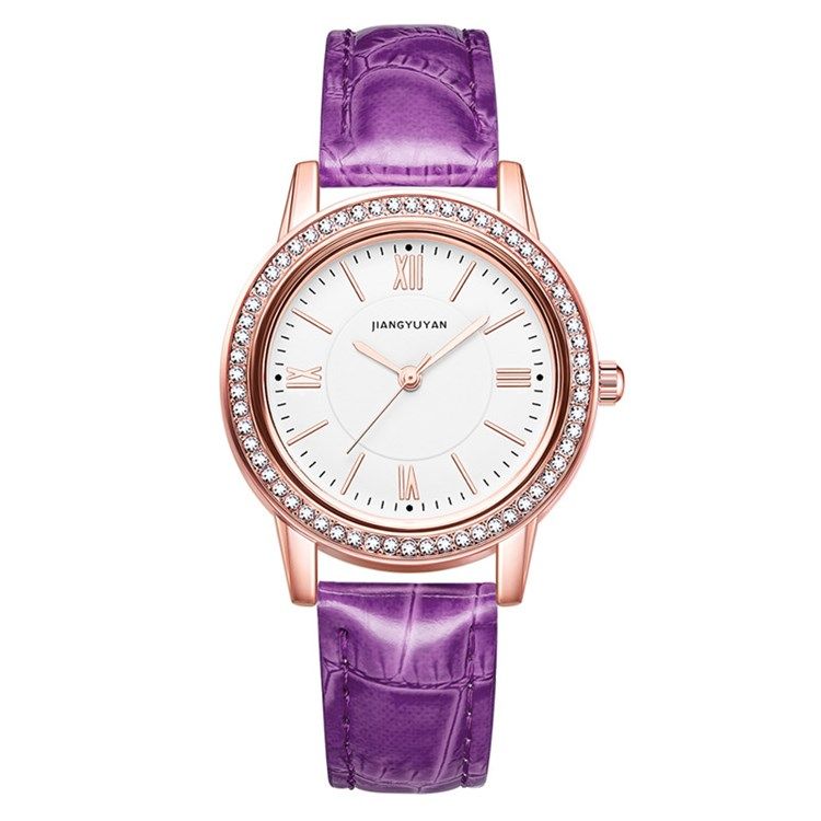 Lær Rhinestone Watch