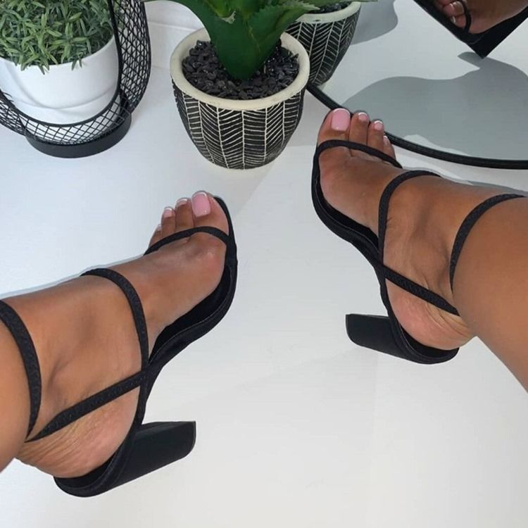 Åpen Tå Slip-On Tykk Hæl Kvinners Profesjonelle Sandaler