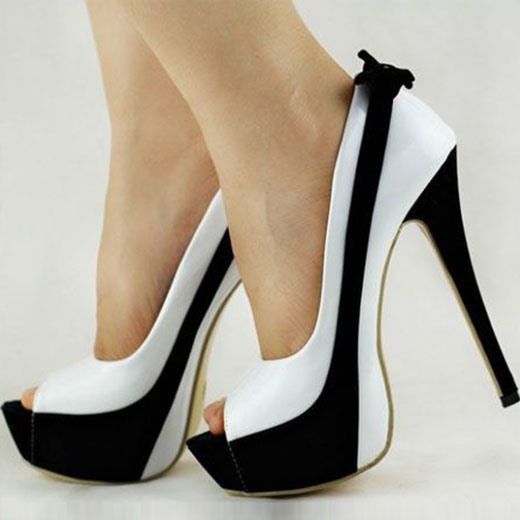 Elegant Kontrastfarge Peep Toe Platform Stiletto-Sandaler