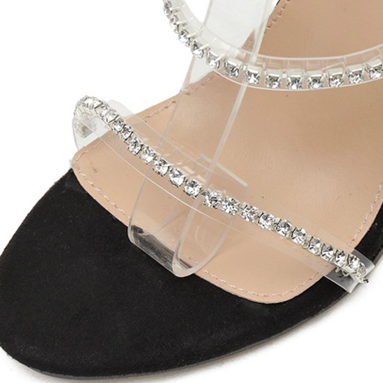 T-Formet Spenne Rund Tå Chunky Hæl Rhinestone Sandaler