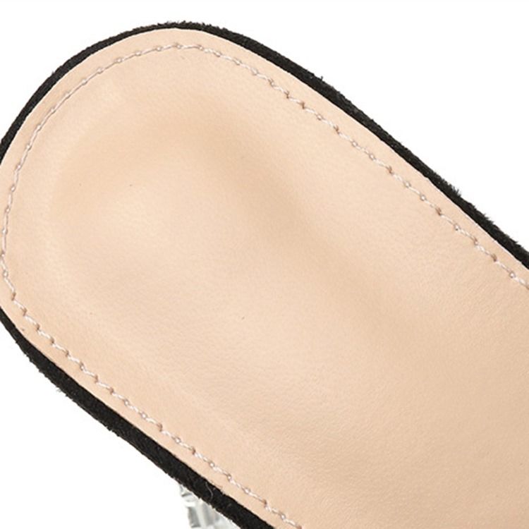 T-Formet Spenne Rund Tå Chunky Hæl Rhinestone Sandaler