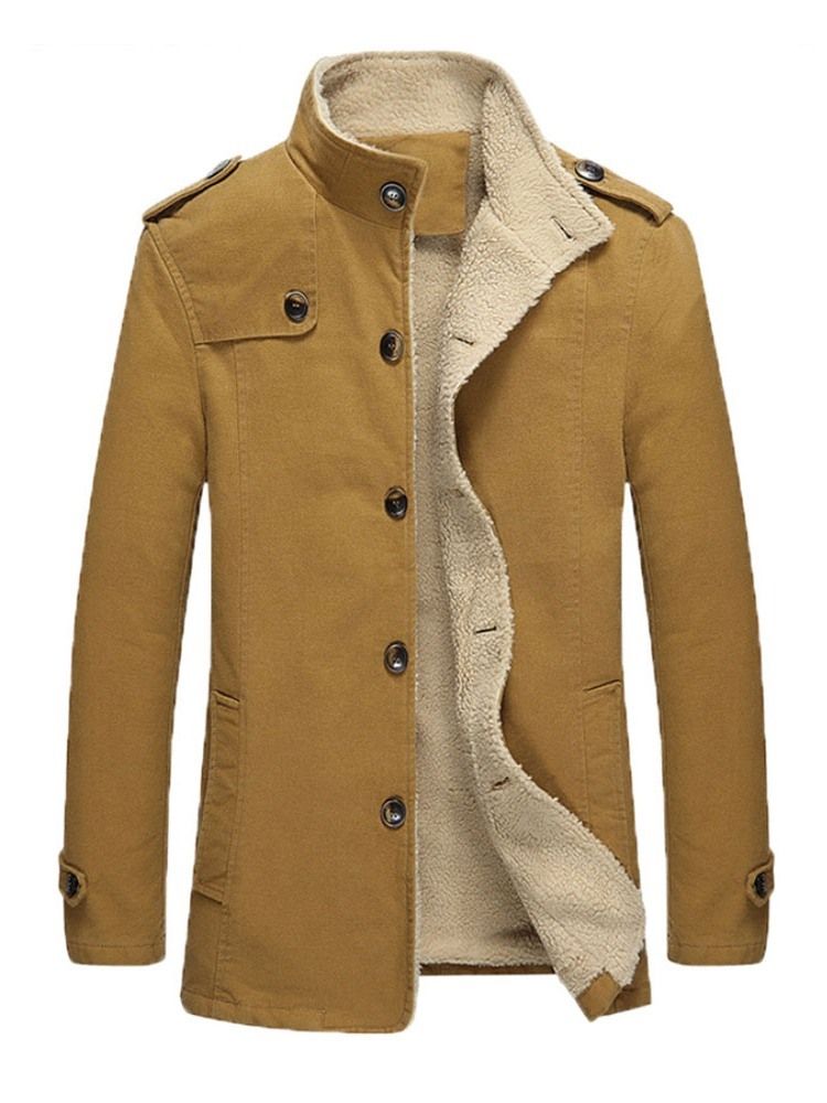 Ensfarget Fleece-Jakke Med Ensfarget Krage