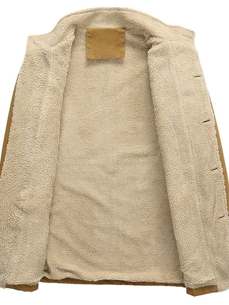 Ensfarget Fleece-Jakke Med Ensfarget Krage