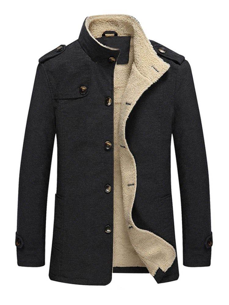 Ensfarget Fleece-Jakke Med Ensfarget Krage