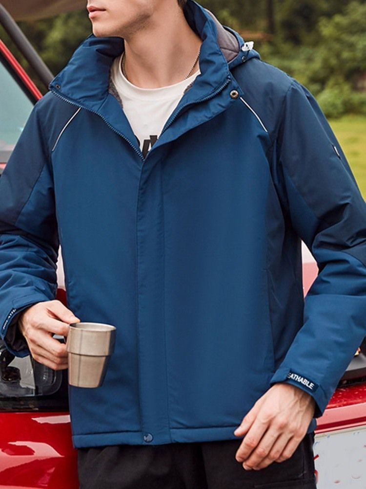 Fleece Color Block Hette Sports Vinter Herrejakke