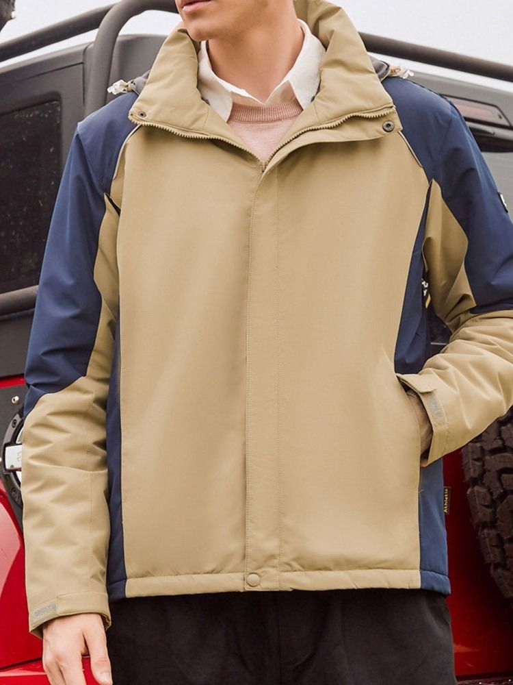 Fleece Color Block Hette Sports Vinter Herrejakke