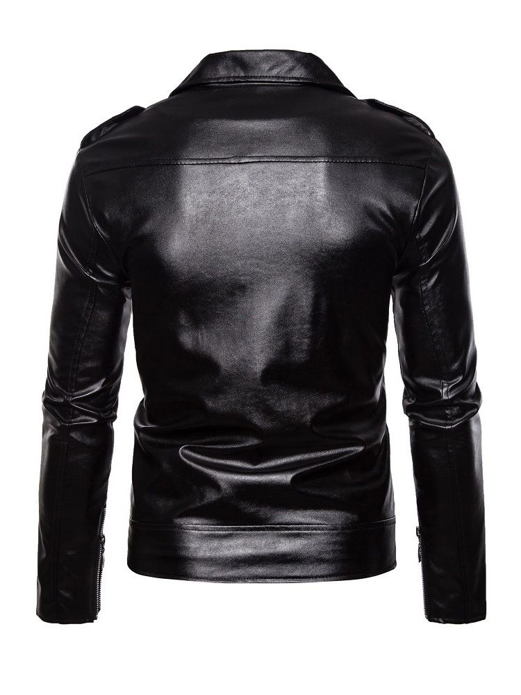 Lapel Plain Standard Slim Fall Skinnjakke