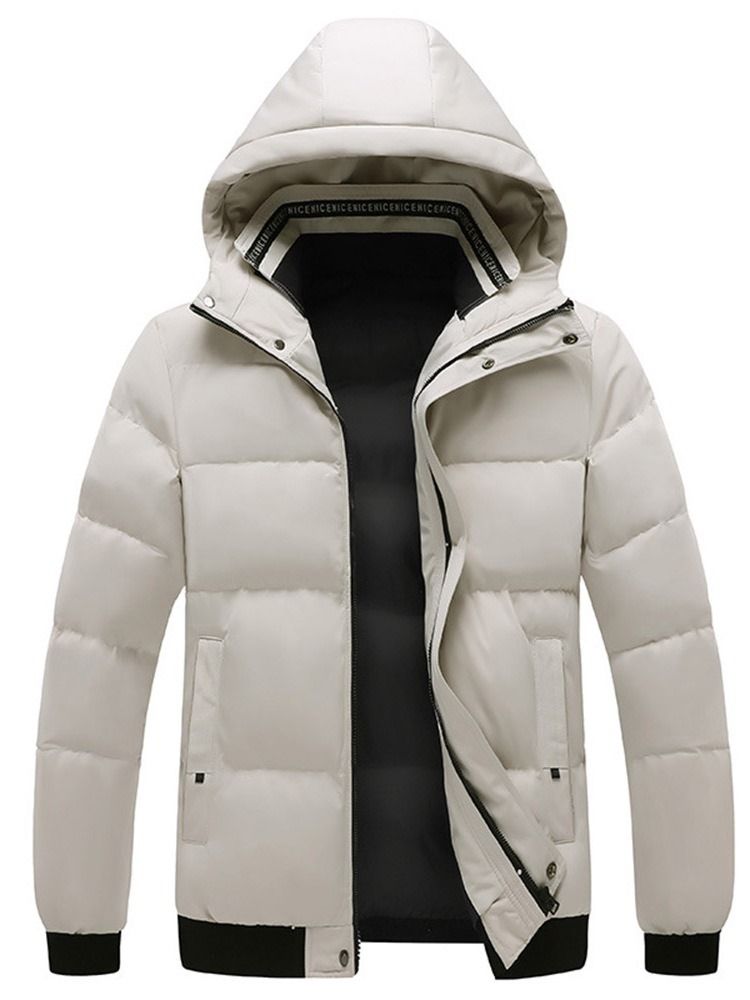 Patchwork Standard Color Block Casual Dunjakke Med Glidelås