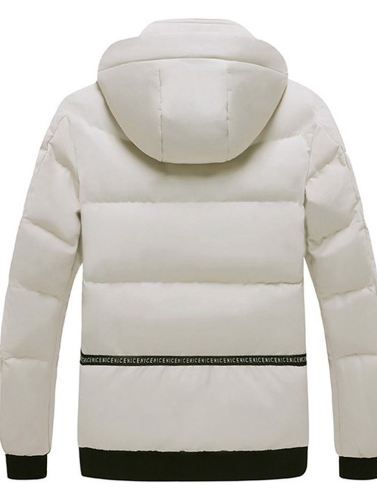 Patchwork Standard Color Block Casual Dunjakke Med Glidelås
