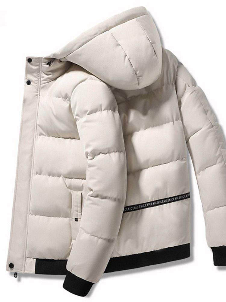 Patchwork Standard Color Block Casual Dunjakke Med Glidelås