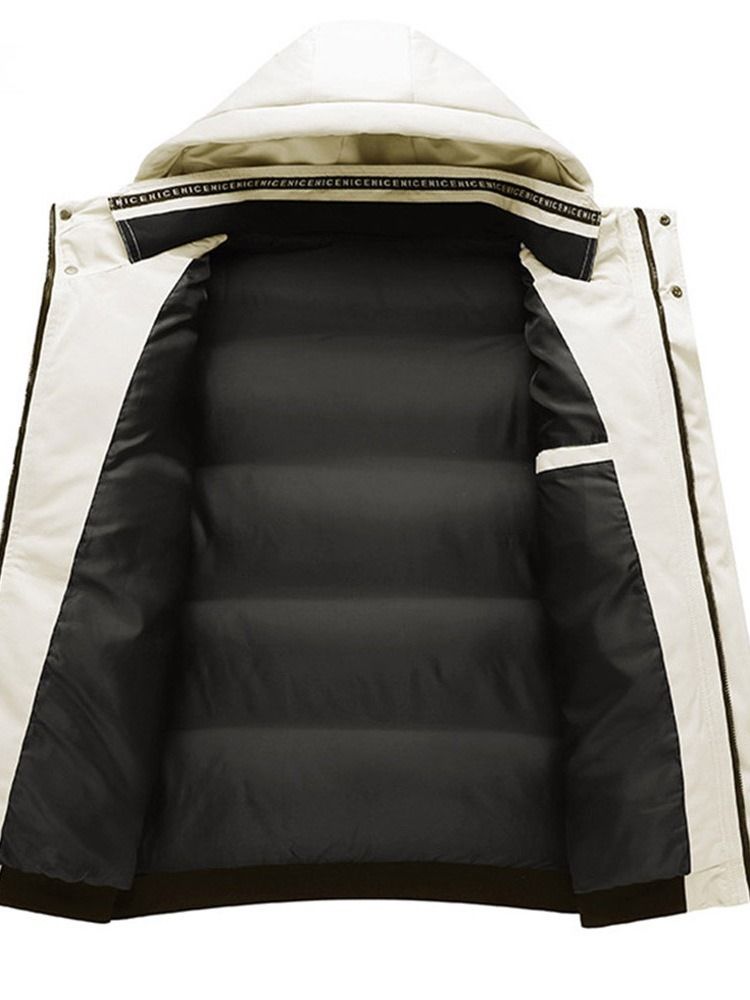 Patchwork Standard Color Block Casual Dunjakke Med Glidelås