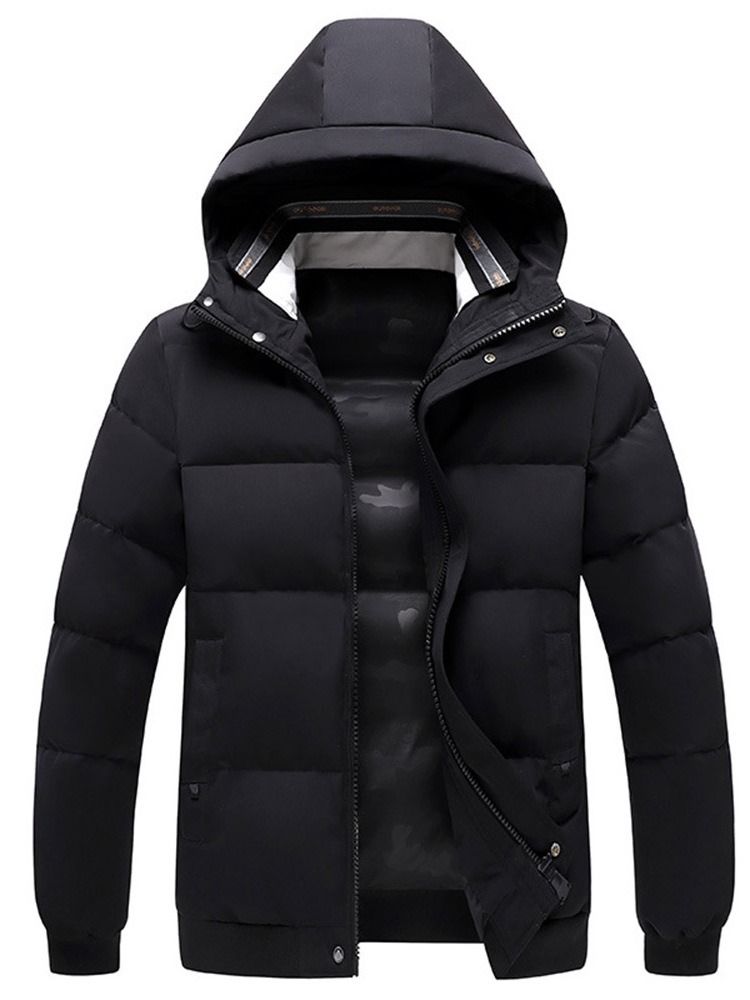 Patchwork Standard Color Block Casual Dunjakke Med Glidelås
