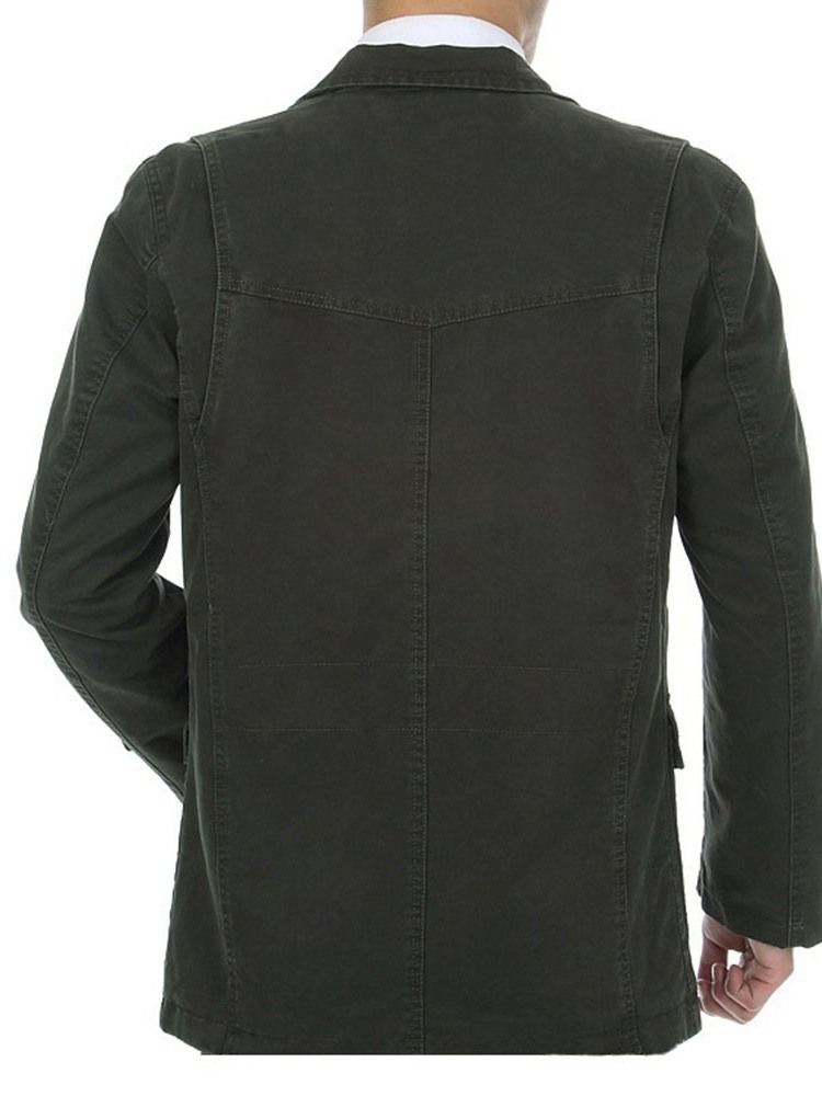 Pocket Plain Lapel Casual Høstjakke