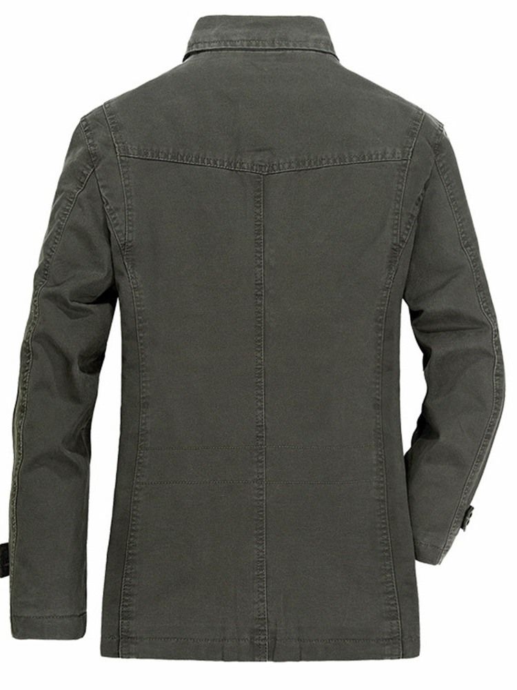 Pocket Plain Lapel Casual Høstjakke