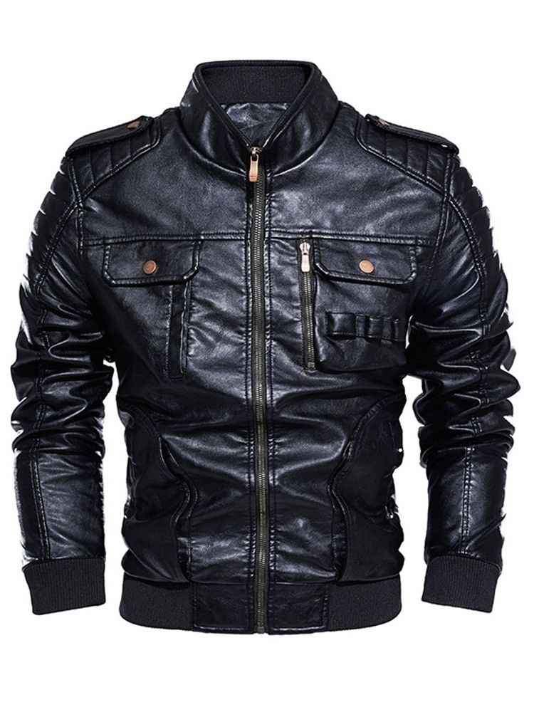 Standard Stativ Krage Slim Vintage Menns Skinnjakke