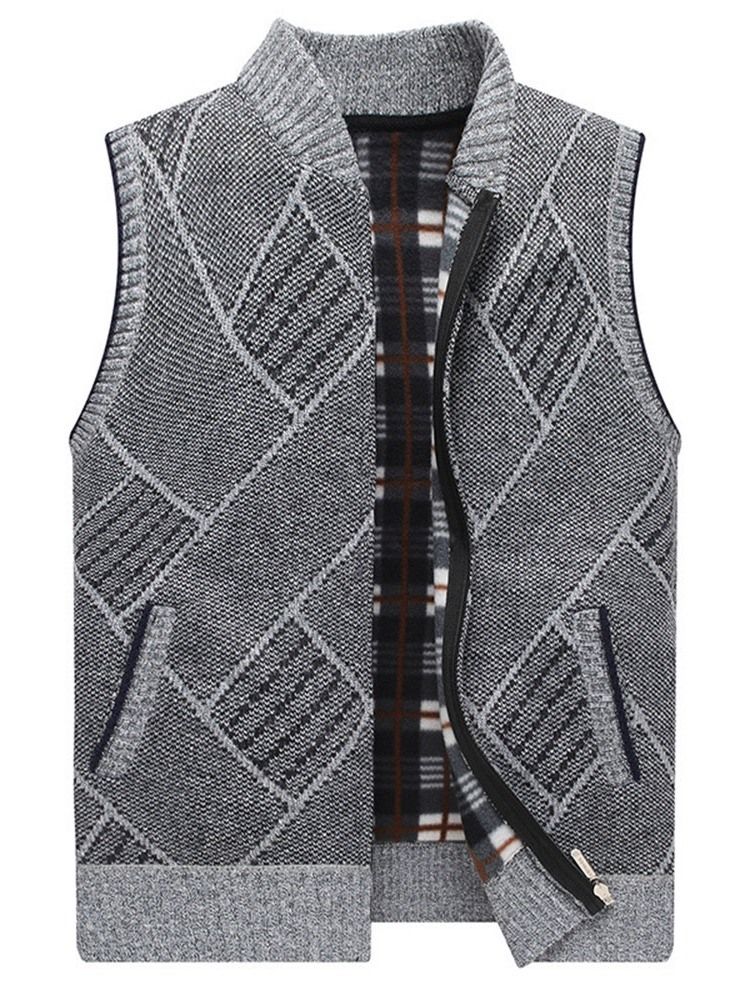 Stativ Krage Casual Glidelås Vest For Menn