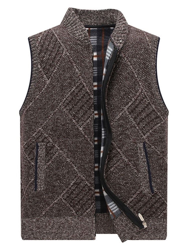 Stativ Krage Casual Glidelås Vest For Menn