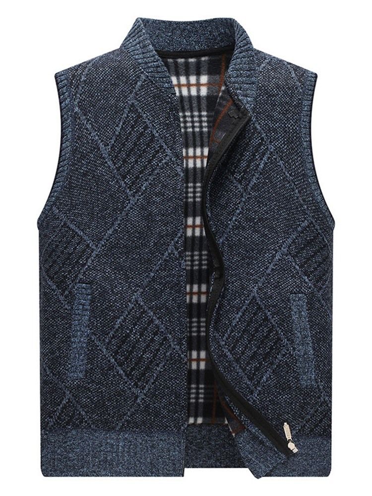 Stativ Krage Casual Glidelås Vest For Menn