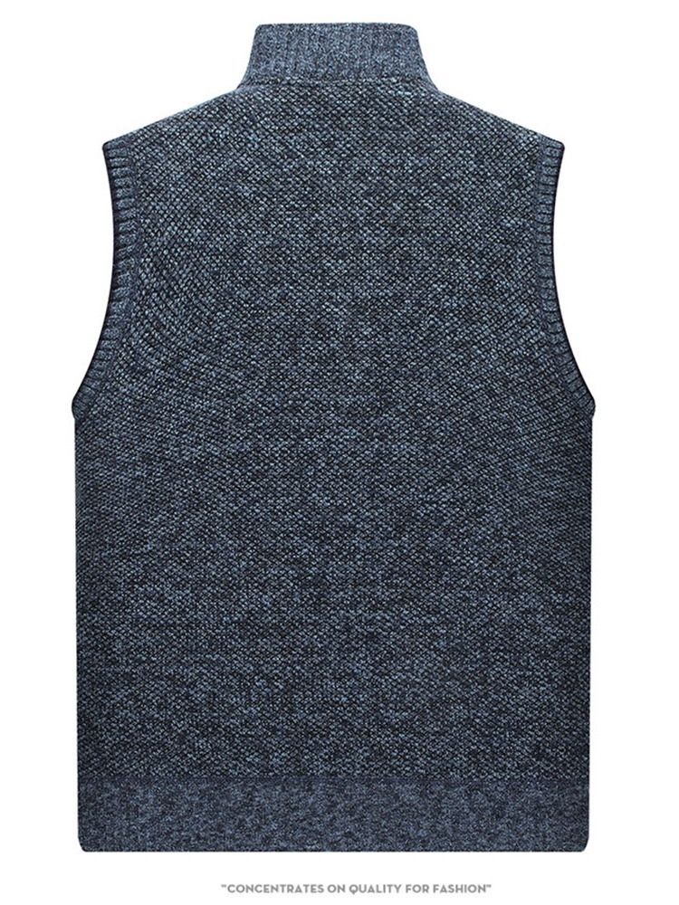 Stativ Krage Casual Glidelås Vest For Menn
