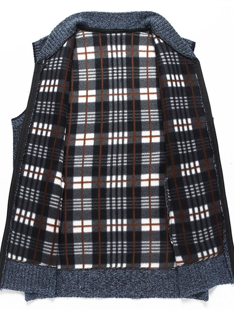 Stativ Krage Casual Glidelås Vest For Menn