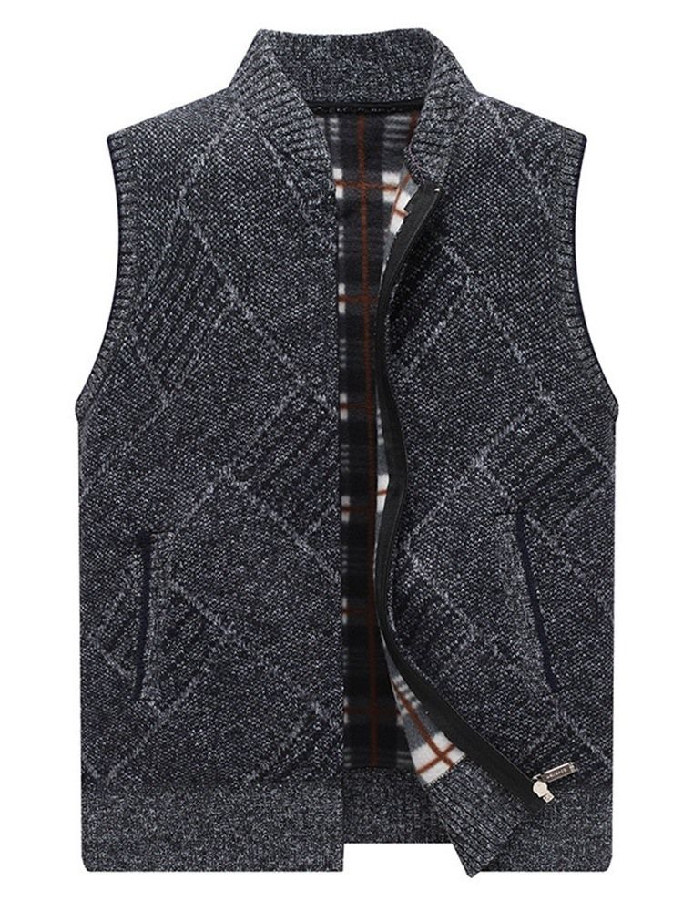Stativ Krage Casual Glidelås Vest For Menn