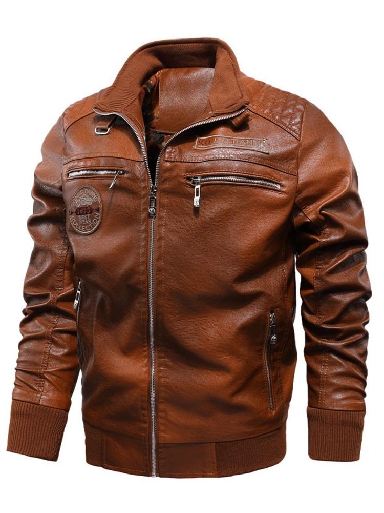 Stativ Krage Standard Plain Patchwork Slank Skinnjakke