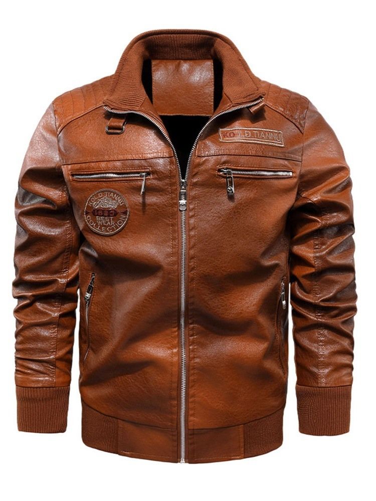 Stativ Krage Standard Plain Patchwork Slank Skinnjakke