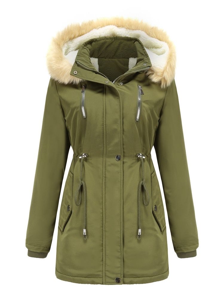 Enkel-Breasted Slim Pocket Mid-Length Polstret Jakke