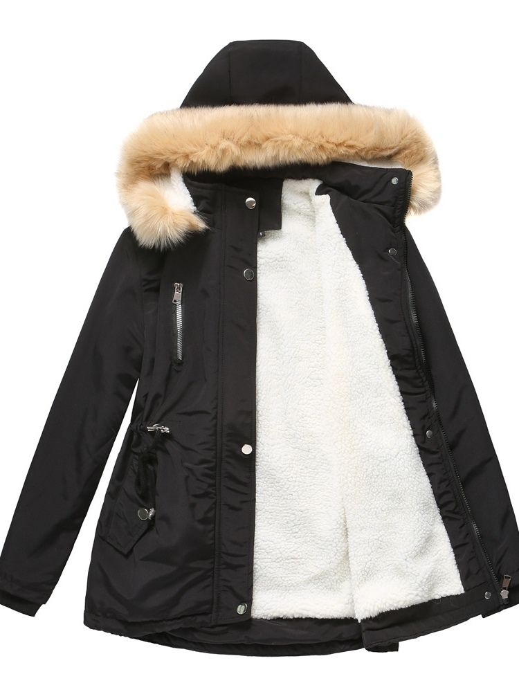 Enkel-Breasted Slim Pocket Mid-Length Polstret Jakke