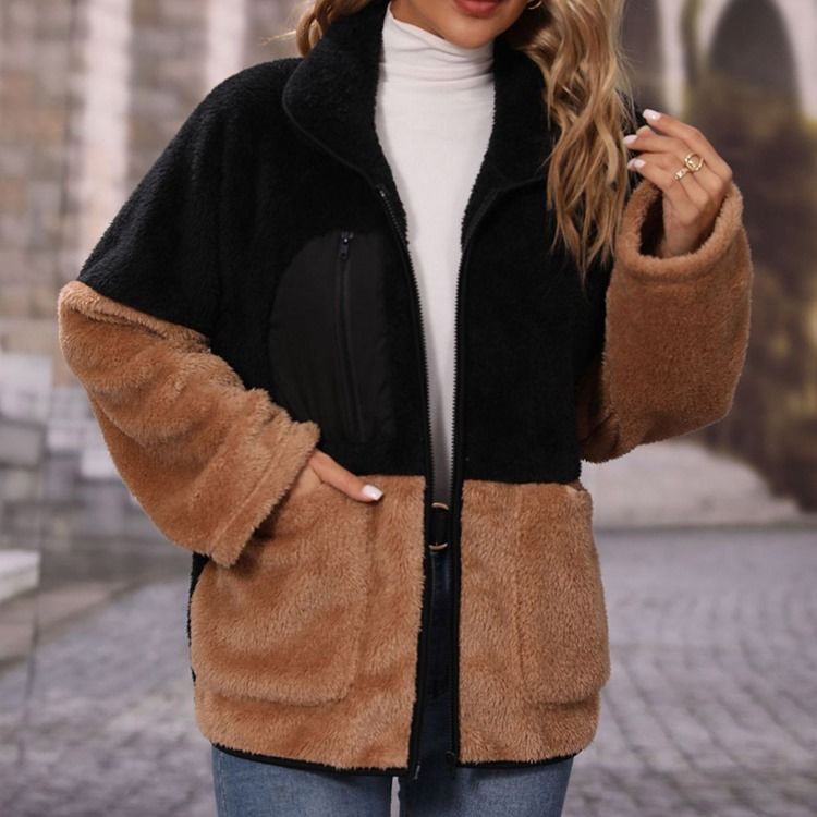 Glidelås Langermet Fleece Fall Mid-Length Jakke