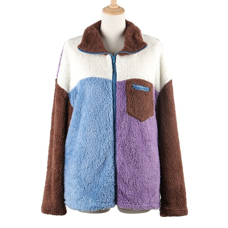 Langermet Glidelås Fleece Vinterjakke I Mellomlang Lengde