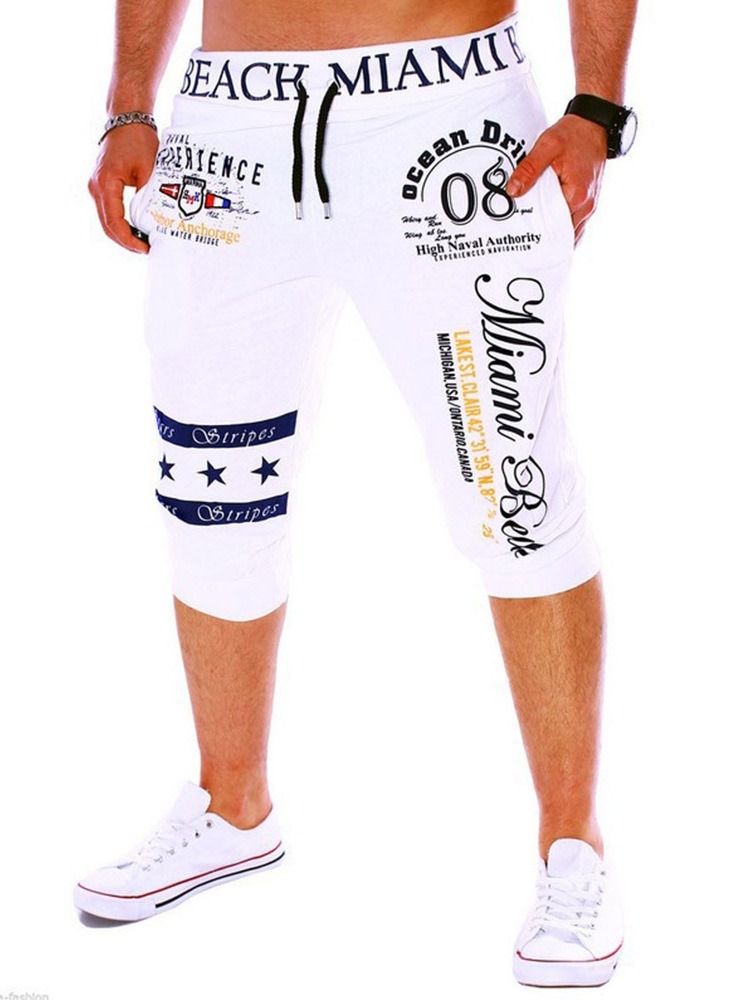 Brev Rett Trykk Mid Waist Menns Uformelle Shorts
