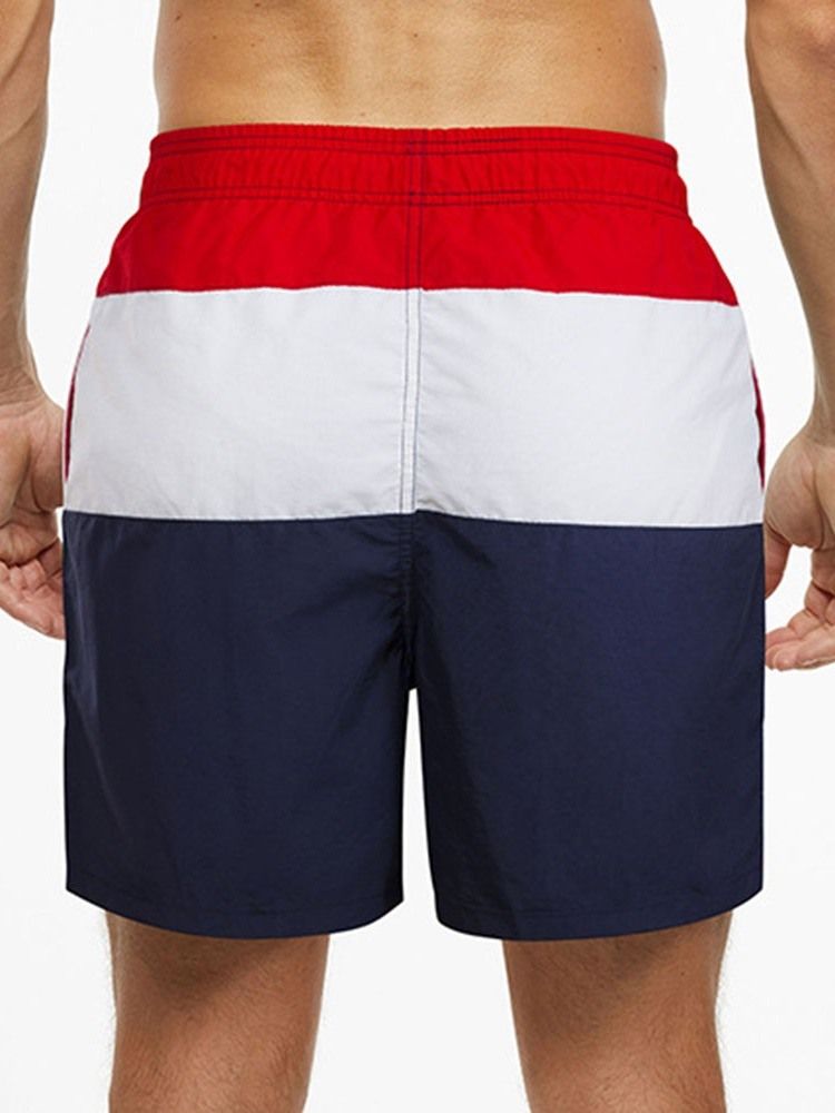 Color Block Blonder Med Rett Midje Shorts For Menn
