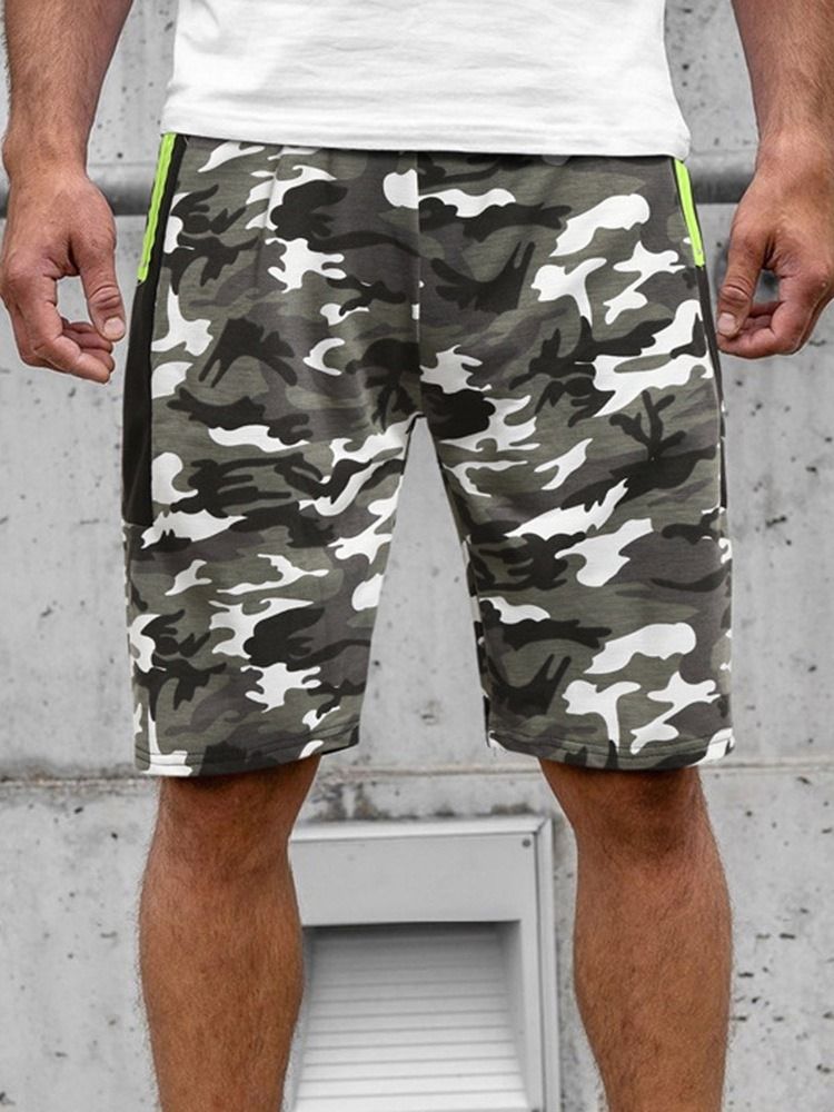 Kamuflasje Strandshorts For Menn Med Rett Lomme
