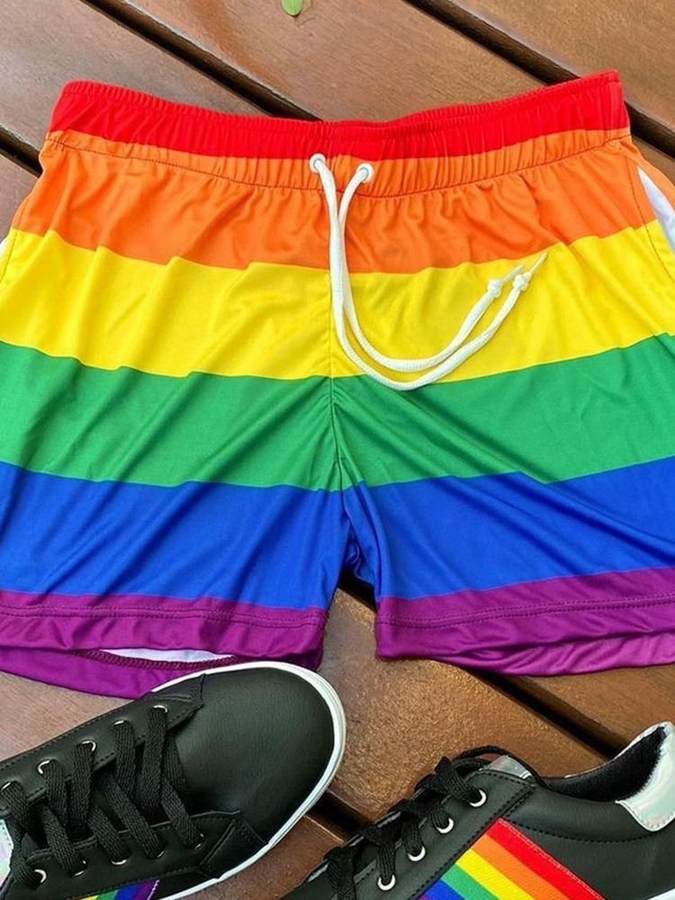 Patchwork Color Block Rett Snøring Av Fritidsshorts