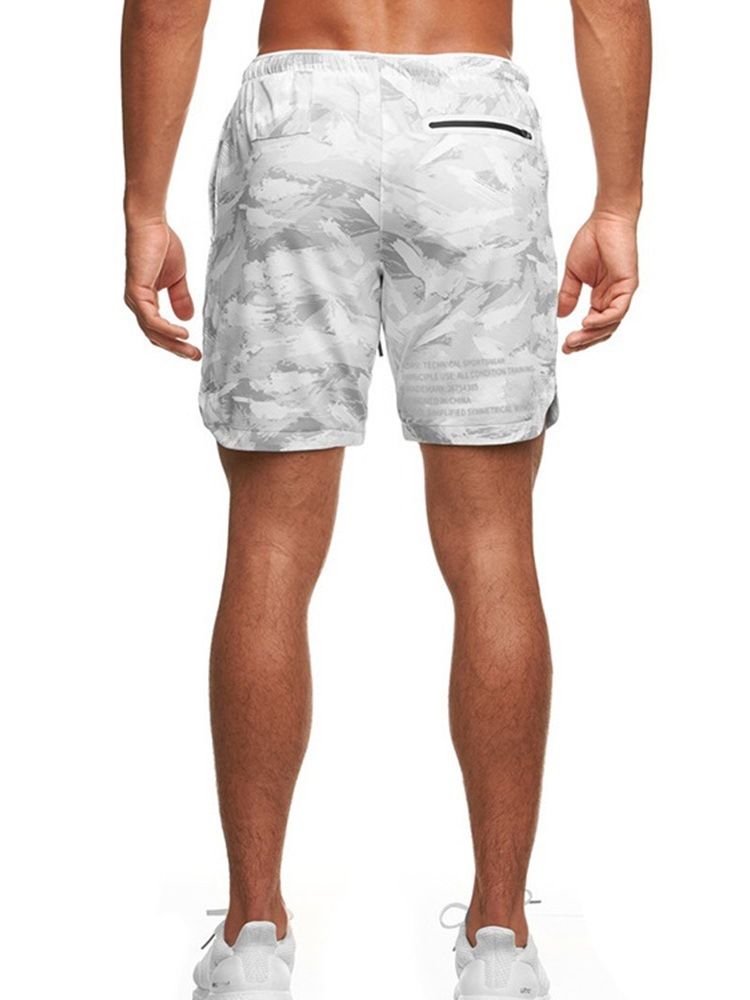 Slank Kamuflasjetrykk Uformelt Middels Midje Shorts For Menn