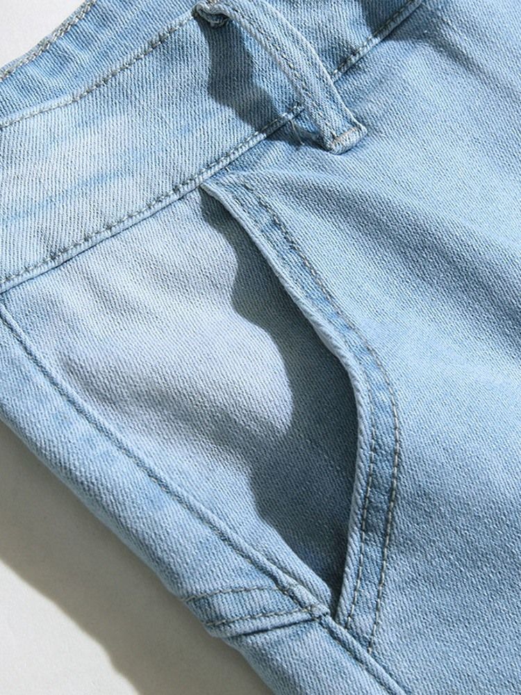 Slitte Denimshorts For Menn Med Glidelås I Midten