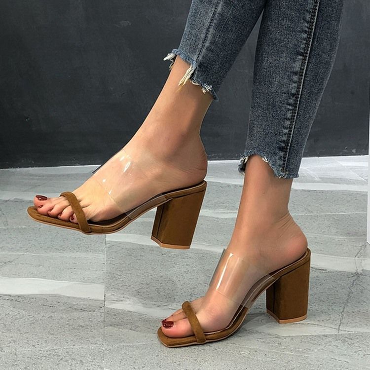 Flip Flop Stiletto Mid-Heel Slip-On Western Dametøfler