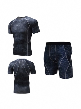 Herreprint Color Block Kortermet Pullover Sportssett