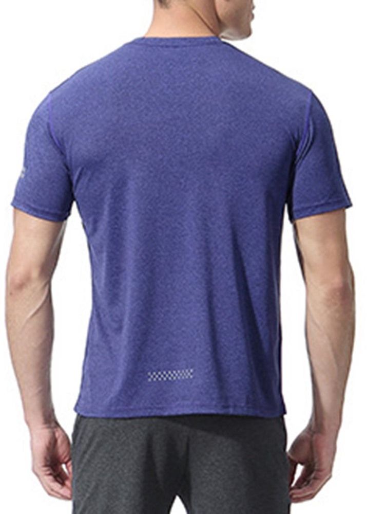 Solid Quick Dry Kortermet Gym Sports T-Skjorte For Menn