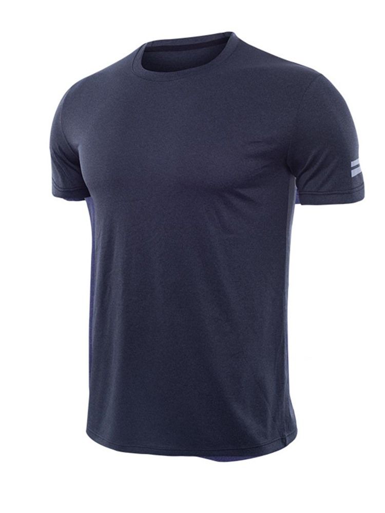 Solid Quick Dry Kortermet Gym Sports T-Skjorte For Menn