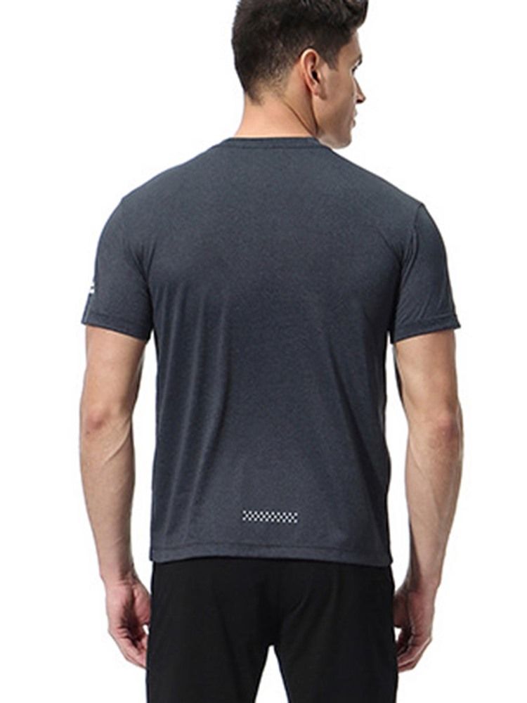 Solid Quick Dry Kortermet Gym Sports T-Skjorte For Menn