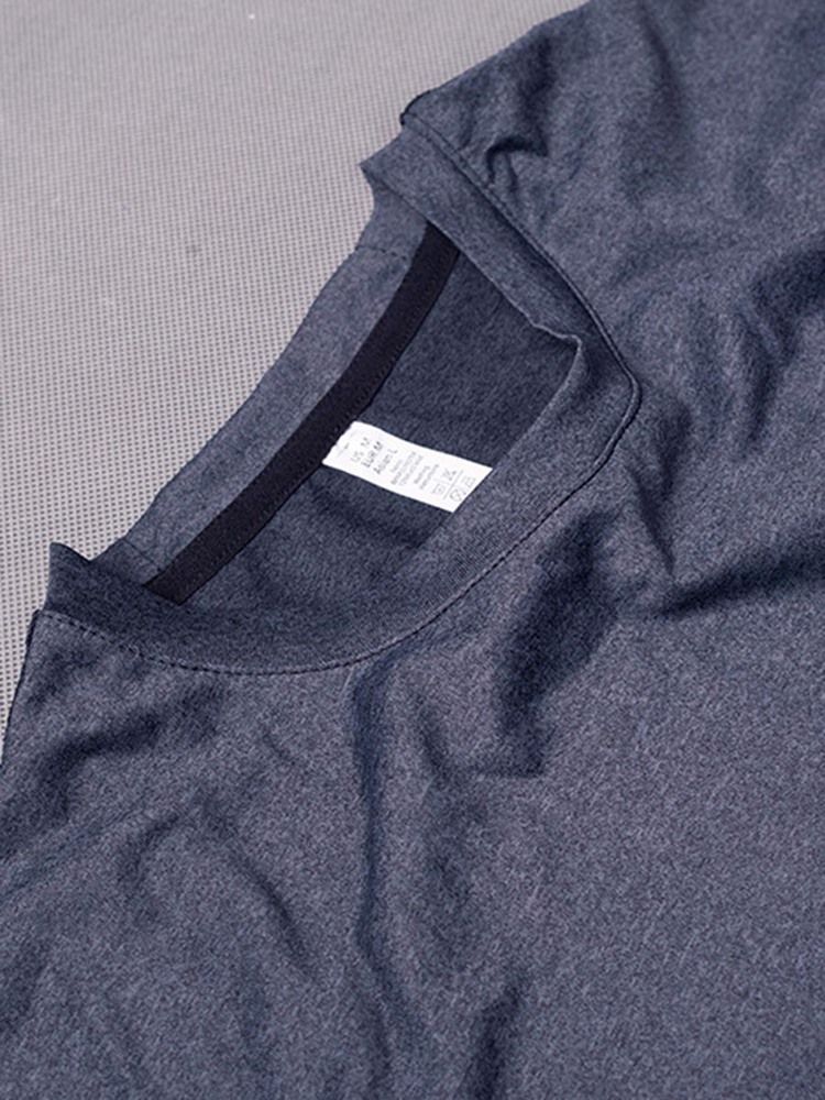 Solid Quick Dry Kortermet Gym Sports T-Skjorte For Menn