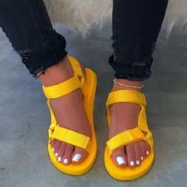 Flat Med Borrelås Rund Tå Vanlige Damesandaler