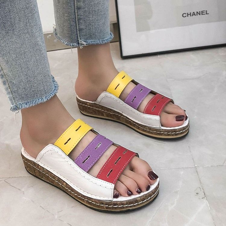 Hule Flip Flop Slip-On Color Block Tøfler